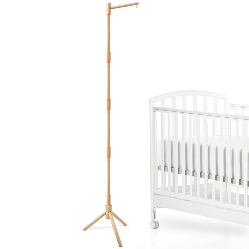 JILPAK Floor-Standing Crib Mobile Arm - 61.4 Inch Wooden Mobile Arm for Crib - Movable Baby Mobile Hanger with Strong Anti-Dumping Attachment - 100% Beech Wood - Easy Assembly - Nursery Decor - Image 1